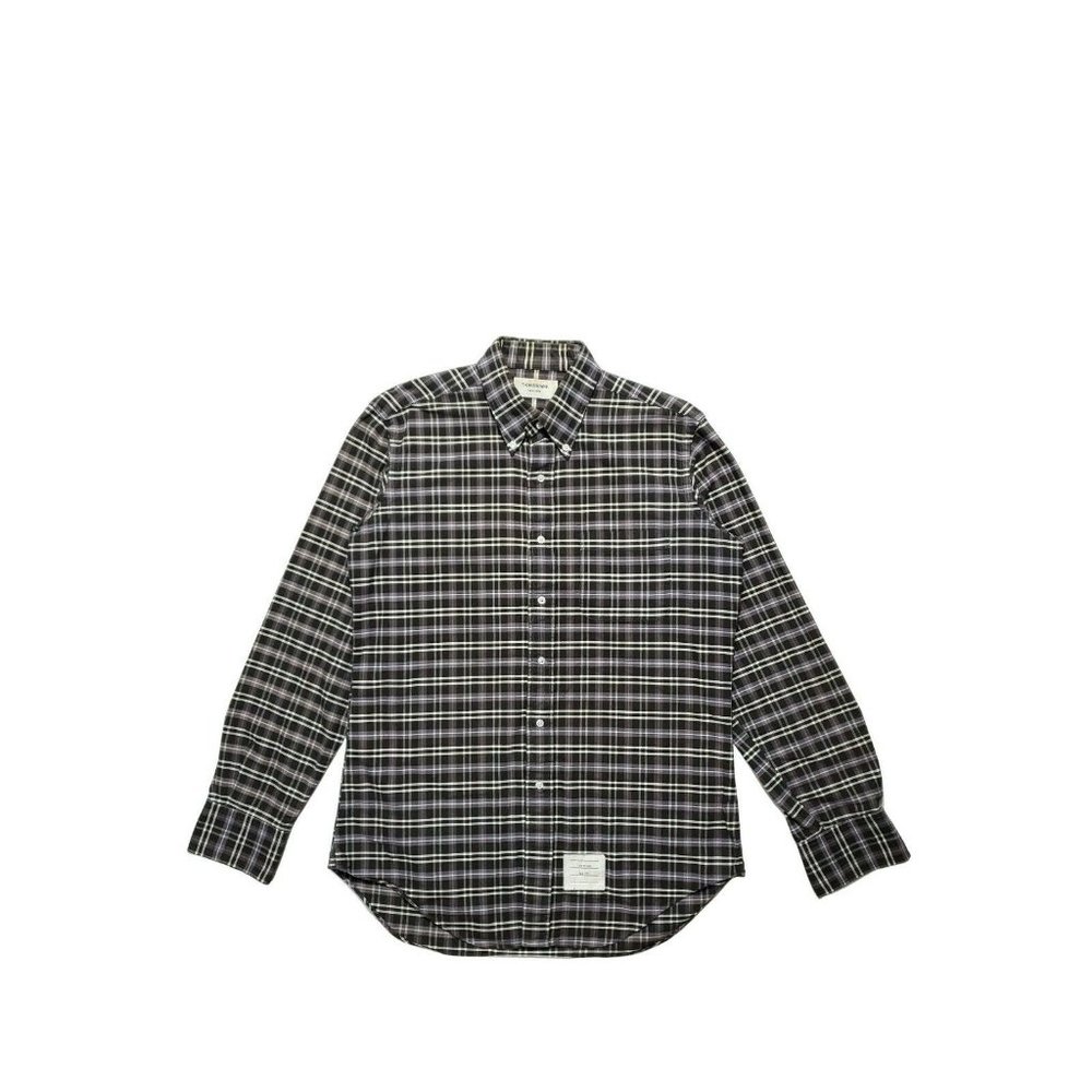 Thom Browne (4/L) Plaid L/S Button up Shirt - Purple/Grey USA Essential
